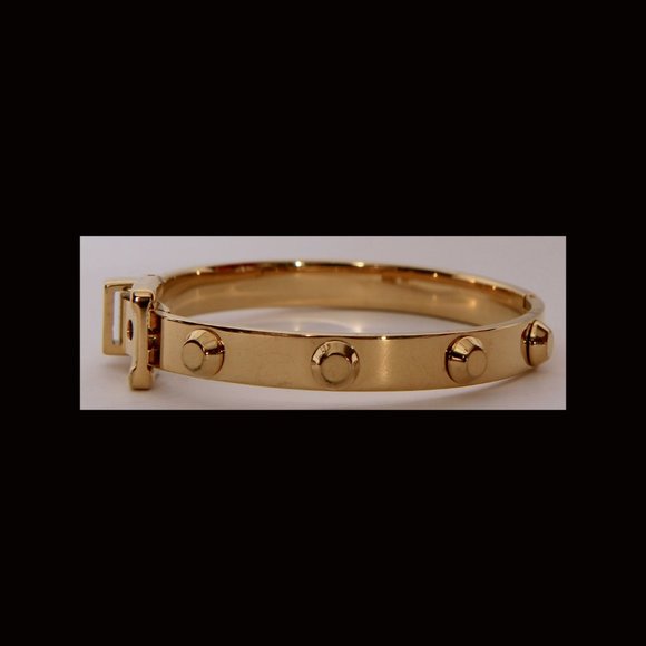 2308 - Michael Kors Gold Tone Bracelet w/a Hinged Buckle Closure - Picture 7 of 11